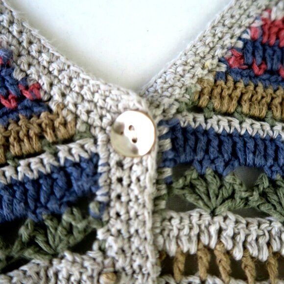 Marisa Christina Crocheted Cardigan Mother of Pearl Buttons Women's Medium - Picture 5 of 8